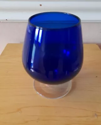 Buy Vintag Cobalt Blue Art/ Brandy Bowl Glass . Vintage. 10cm Tall • 4.99£