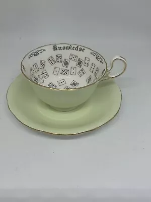 Buy Vintage Aynsley Bone China Cup Of Knowledge Fortune Telling Green Cup And Saucer • 9.99£
