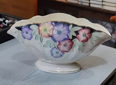 Buy 1930s Art Deco Maling Lustre Ware Oyster Vase / Bowl Petunia Pattern 154 • 25£