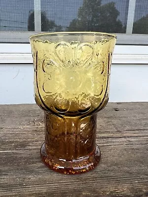 Buy Vintage Libbey Drink Glass Country Garden Amber 4-3/4  Embossed Flower  • 8.63£