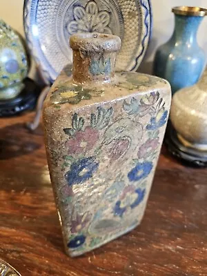 Buy Antique 1800s Persian Iznik Vase / Bottle Tea Caddy Bird Triangle Shaped, Rare • 337.04£