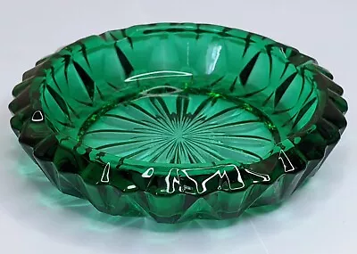 Buy Vintage Glass Ash Tray Emerald Green 60s 70s Trinket Dish Bowl Pressed Retro • 16£