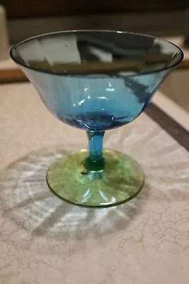 Buy TIFFIN SUNDAE GLASS #14196 BLUE/CANARY (Vaseline) • 21.23£