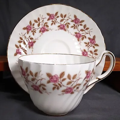 Buy EB Foley Teacup & Saucer Enchantment Pink Roses Vintage England Bone China 1850 • 20.96£