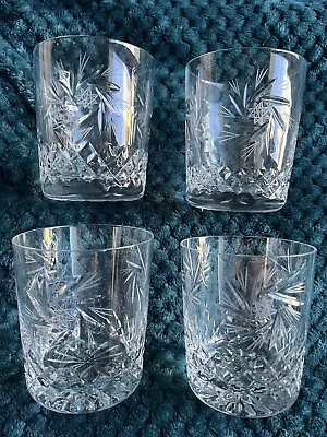 Buy Set Of Four Bohemia Crystal “ Pinwheel “ Cut Whisky Tumblers • 40£
