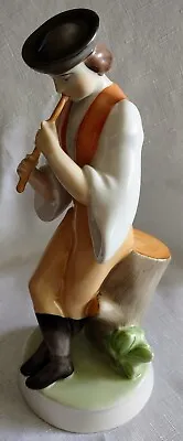 Buy Vintage 1960's Zsolnay Pecs Hungarian Porcelain 10  Figurine Man With Flute • 61.57£