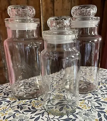 Buy Set Of 3 X Vintage Clear Glass Storage Jars, 1 X 500ml, 2 X 800ml • 18£