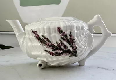 Buy Lovely Antique Belleek Style Teapot Shell Lavender Flower Marked #7593 No Lid. • 33.12£