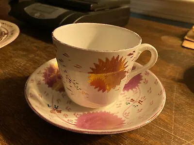 Buy Sunderland Pink Lustre Ware Cup & Saucer Colorful RARE C1850 Color Loss NICE! • 37.86£