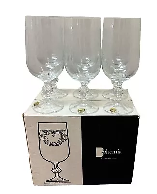 Buy Vintage BOHEMIA Czech Crystal CASCADE Stemware Wine Iced Tea 6 Glasses 15oz NEW • 48.02£