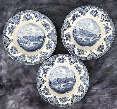 Buy Three Johnson Brothers Blue 'old Britain Castles' 9  (22.5cm) Ironware Bowls • 55.76£