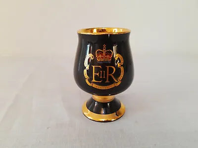Buy Vintage Prinknash Art Pottery Gold & Black Royal Silver Jubilee Queen Cup Goblet • 14.95£