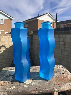 Buy Scandinavian Art Glass Ikea Bud Vases Blue Glass Of Two Flowers Garden 1990 • 14£