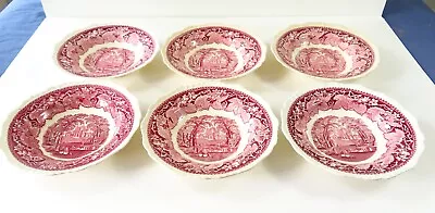 Buy 6 Mason's Vista Pink Soup Plates 9  Rimmed • 23.72£
