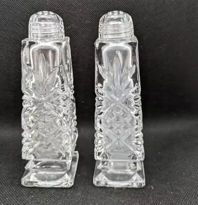 Buy Vintage Set Bohemia Czech Cut Crystal Glass Salt And Pepper Shakers - Tall • 14.30£