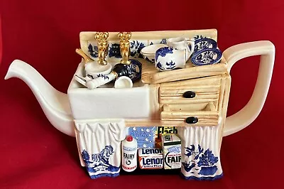 Buy UNIQUE Paul Cardew Blue Willow LARGE Kitchen Wash Basin Teapot Vintage *read • 166.02£