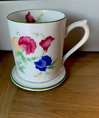 Buy Vintage Royal Stafford Bone China Small Mug & Coaster - Sweet Pea Pattern • 6.99£
