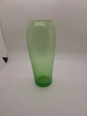 Buy Vase Crackle Glass Green Light Pale Color 7.5” Tall • 5.95£