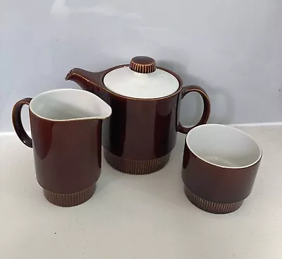 Buy POOLE Pottery Chestnut Pattern ~ Tea Pot Set ~ Tea Pot, Milk Jug & Sugar Bowl. • 8£