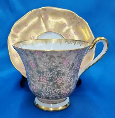Buy Tuscan Tea Cup Saucer Set Fine English Bone China Gold Pink Flowers Elegant VTG • 49.20£