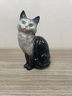 Buy Beswick No.1030 Cat Seated Head Looking Up British Blue With Green Eyes • 20£