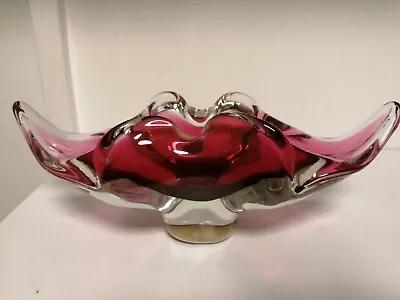 Buy Vintage 1960s Josef Hospodka Chribska Bohemian Cranberry Free Form Glass Vase  • 34.95£