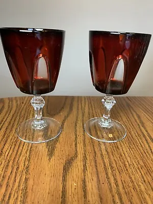 Buy Blood Red Goblets Gothic By CRISTAL D'ARQUES-DURAND France Glass Stemware MCM • 15.12£