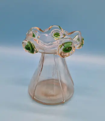 Buy Antique Art Nouveau GREEN PEACOCK EYE & TRAILED GLASS VASE Victorian C.1900 • 79£