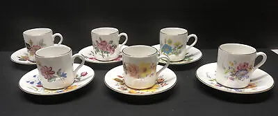 Buy Royal Grafton Fine Bone China Set Of 6 Cups & Saucers Mixed Floral Patterns • 96.04£