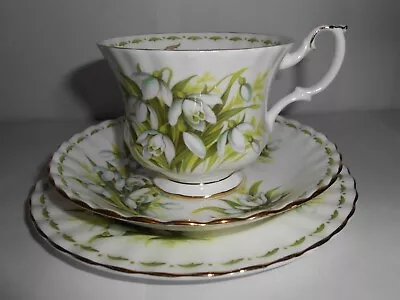Buy Royal Albert Bone China JANUARY SNOWDROPS Trio From Flower Of The Month Series • 18.99£