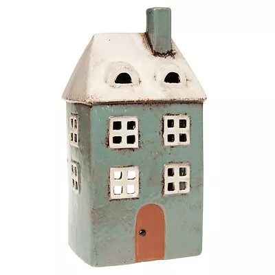 Buy Ceramic Tall House Village Pottery Cottage Ornament Tealight Candle Holder Gift • 14.49£