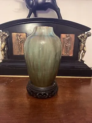 Buy Vintage Heavy Signed Studio Pottery Vase Rare Green Tones On Base Collectors • 29.99£
