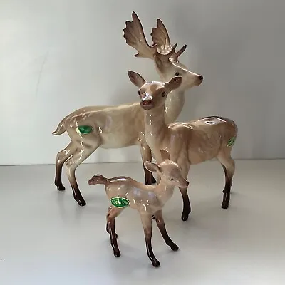 Buy EARLY BESWICK Fallow Deer Family Group ~ STAG, DOE & FAWN ~ Gloss MINT • 125£