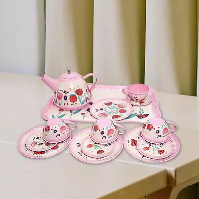 Buy Kids Tea Set For Little Girls Metal Pretend Play Toy Tea Party Set For Girls • 18.56£