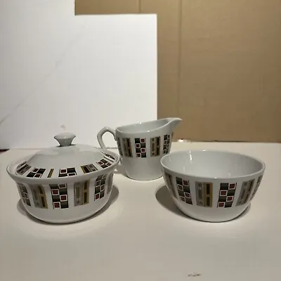 Buy Alfred MEAKIN RANDOM Design Glo-white IRONSTONE Milk Jug & Sugar Bowl Lidded • 10£