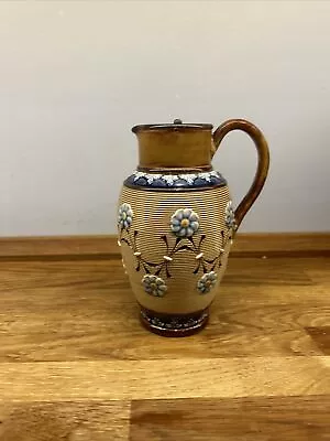 Buy Victorian Doulton Lambeth Studio Pottery Floral Jug Handle Repaired. 7 Inches • 16£