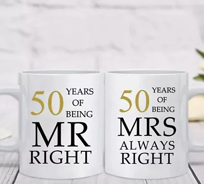 Buy Wedding Gifts, Mr And Mrs Gift, 50th  Anniversary, Handmade Coffee, Tea Mug, Cup • 9.99£