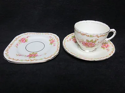 Buy Set Of Sutherland China: Cup And Saucer, And A Square Side Plate. Floral Design • 8£