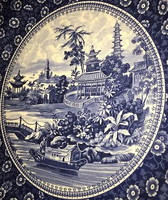 Buy 19th Century British Staffordshire Pottery Blue And White Plaque • 79.84£