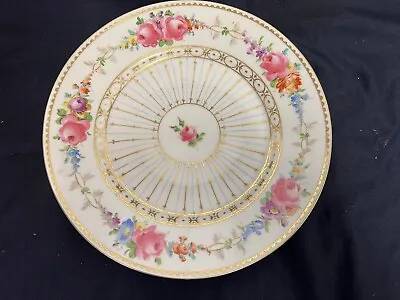 Buy Lovely Decorative Floral Plate Marked Dresden Gold Trim 10-1/2   • 23.96£
