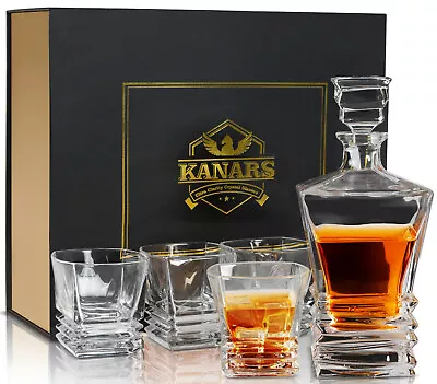 Buy 800ml Whisky Decanter & Crystal Glass Set Luxury Gift For Scotch Bourbon Malt • 65.99£