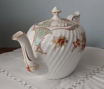Buy Antique Flute Twist Floral China Teapot • 22£