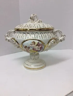 Buy Vintage Keramos R. Capodimonte Pedestal Bowl & Lid Cherub Italy Soup Tureen • 160.51£