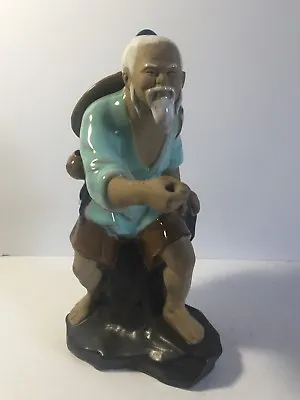 Buy Glazed Stoneware Studio Pottery Oriental Chinese Fisher-man Figurine Statue • 8.99£