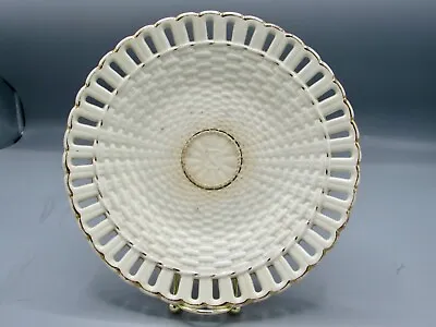 Buy Antique 19th C. Creamware Basketweave Plate Basket Weave White Gold Reticulated • 61.74£