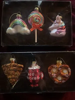 Buy 6 Colourful Multicoloured Glass XMAS  Tree Bauble Decorations PASTRIES /UNICORN • 14.99£