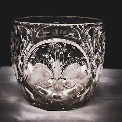 Buy Vintage Fleur-de-lis Clear Glass High Sided Bowl - Elegant Centerpiece • 19.99£