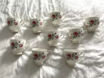 Buy Set Of 9 Royal Grafton Rose Pattern Tea Cups - Lovely Condition • 15£