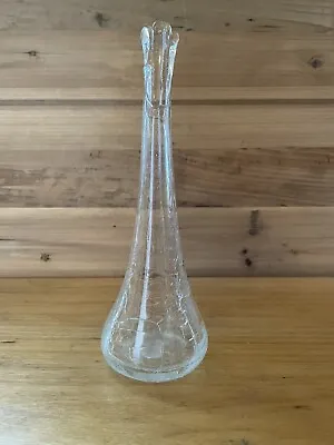 Buy Swung Vase 5 Five Finger Clear Crackle Glass 9.5” Fat Bottom Bud Vase • 15.44£