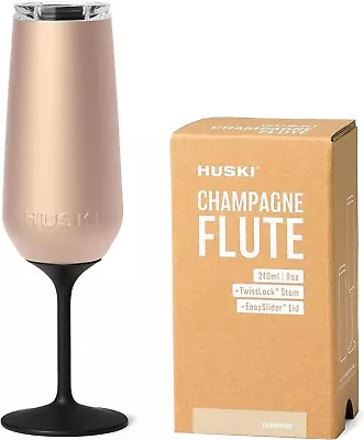 Buy Huski Champagne Flute / Glass, Triple Insulated Cooler, Stainless Steel, 240ml • 21.95£